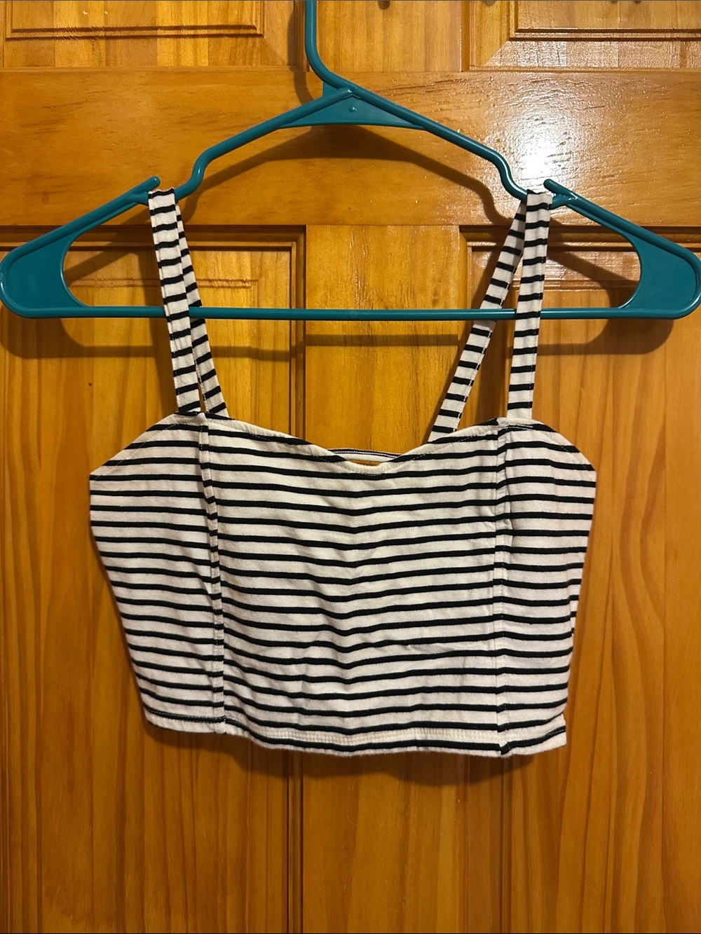 Garage Black & White Striped Cropped Tank